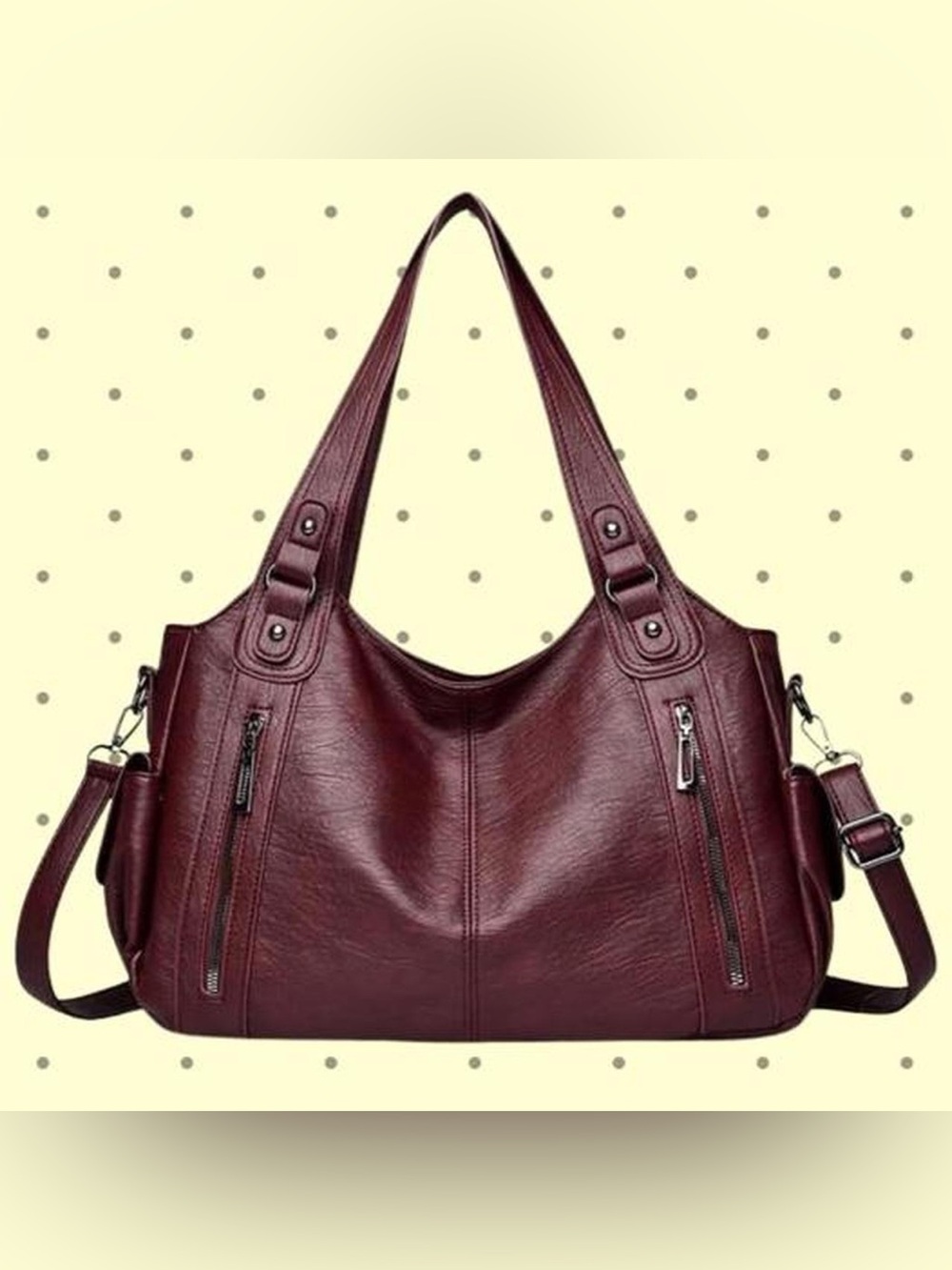 burgundy faux leather tote bag 🍷